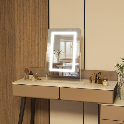 BEAUTYPEAK 20"x16" Hollywood Rectangular Vanity Mirror with Adjustable Lights, White