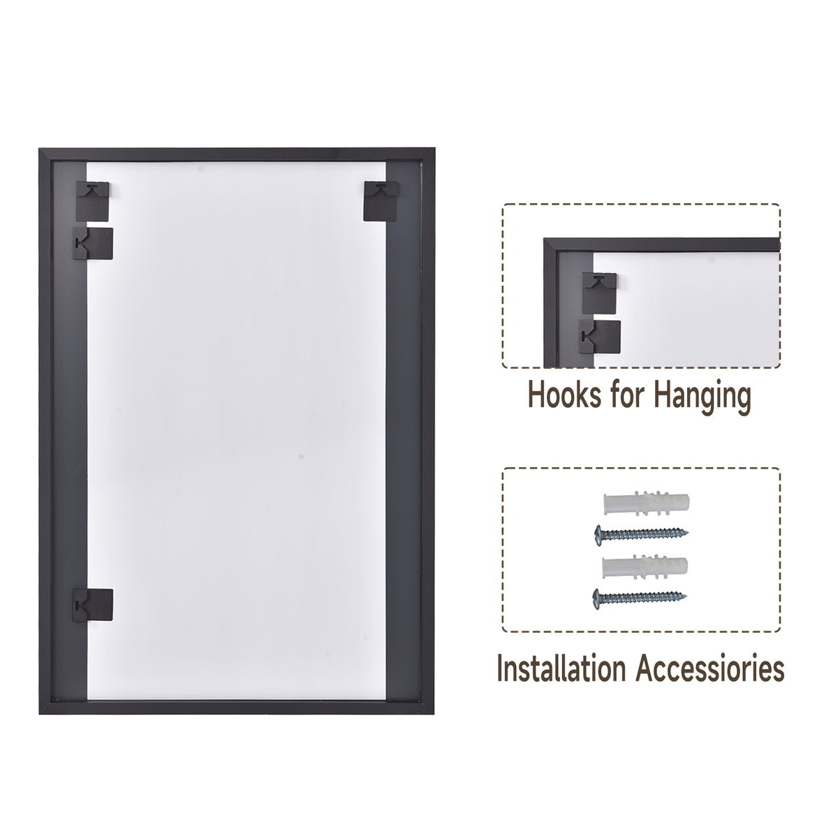 BEAUTYPEAK Bathroom Wall Mirror with Rectangular Metal Frame