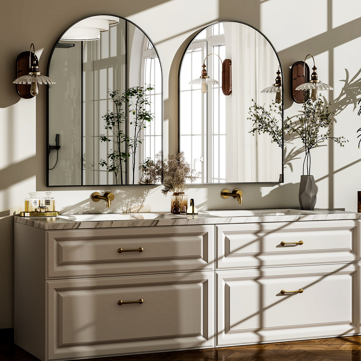 BEAUTYPEAK Arched Aluminum Alloy Framed Wall Mirror