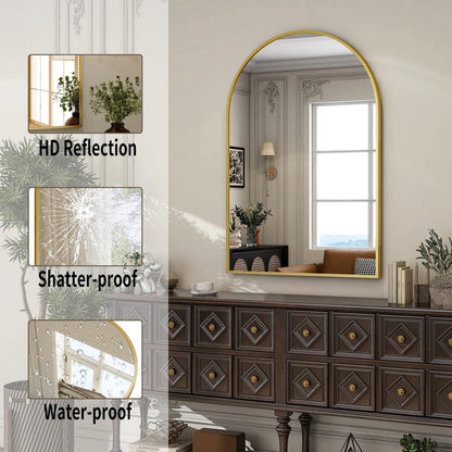 BEAUTYPEAK 26"x 38" Bathroom Mirror Wall Vanity Arched Mirror