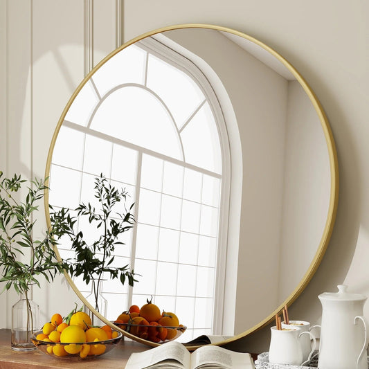 BEAUTYPEAK 36" Wall Mirror Bathroom Mirror Wall Mounted Round Mirror