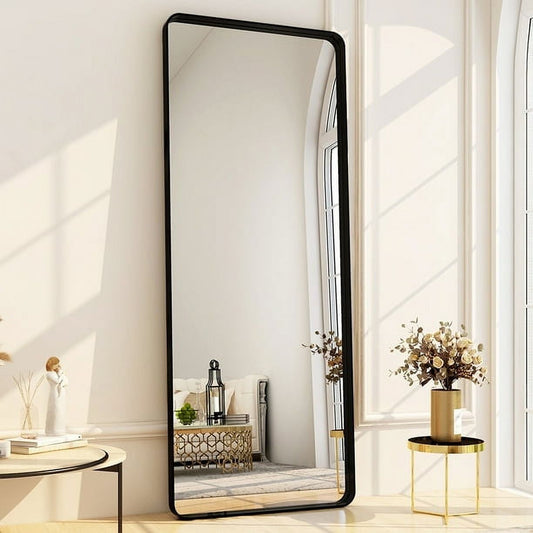 BEAUTYPEAK 64" x 21" Full Length Mirror Modern Round Corner Vanity Floor Mirror