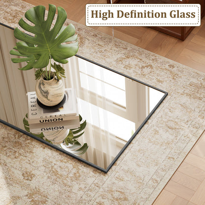 BEAUTYPEAK Rectangular Black Aluminum Alloy Framed Floor Mirror
