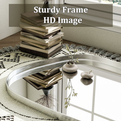 BEAUTYPEAK 30"x 22" Irregular Bathroom Mirror Asymmetrical Mirror Wall Mounted Deep Frame