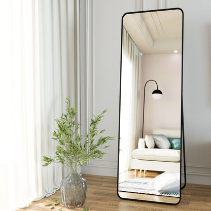BEAUTYPEAK Full Length Rounded Floor Mirror Standing Hanging or Leaning Against Wall Dressing Room Mirror