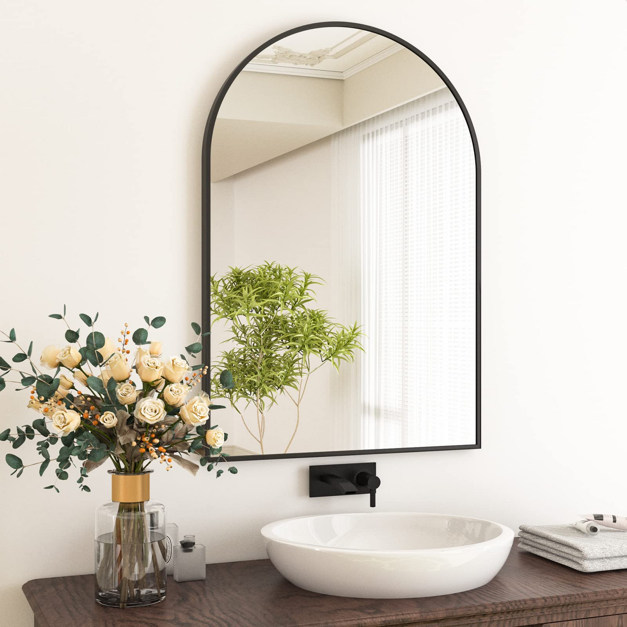 Arch top bathroom mirror