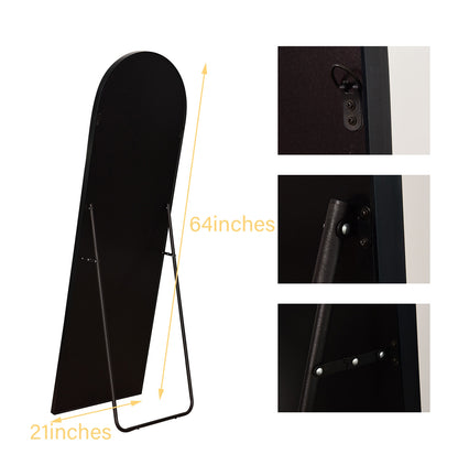 Full Length Arch Floor Mirror Wall Mirror Hanging or Leaning Arched-Top Full Body Mirror with Stand