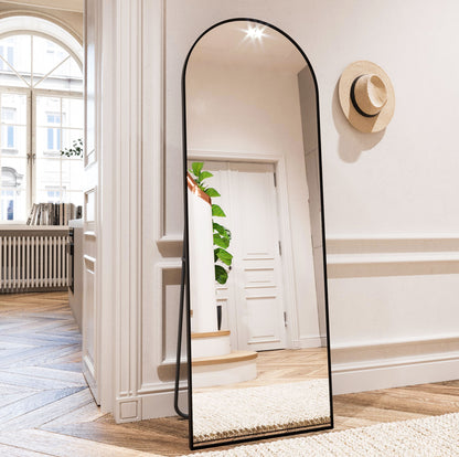 Full Length Arch Floor Mirror Wall Mirror Hanging or Leaning Arched-Top Full Body Mirror with Stand