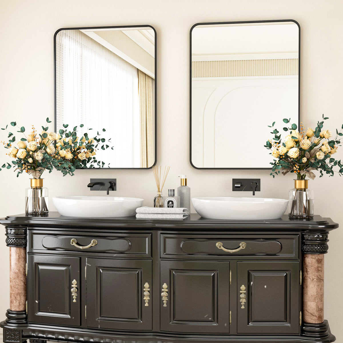 BEAUTYPEAK Wall Mirror-Rectangular Rounded Corners Mirror