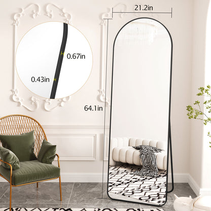 BEAUTYPEAK Arched Full Length Mirror with Aluminum Alloy Frame