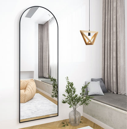 Full Length Arch Floor Mirror Wall Mirror Hanging or Leaning Arched-Top Full Body Mirror with Stand