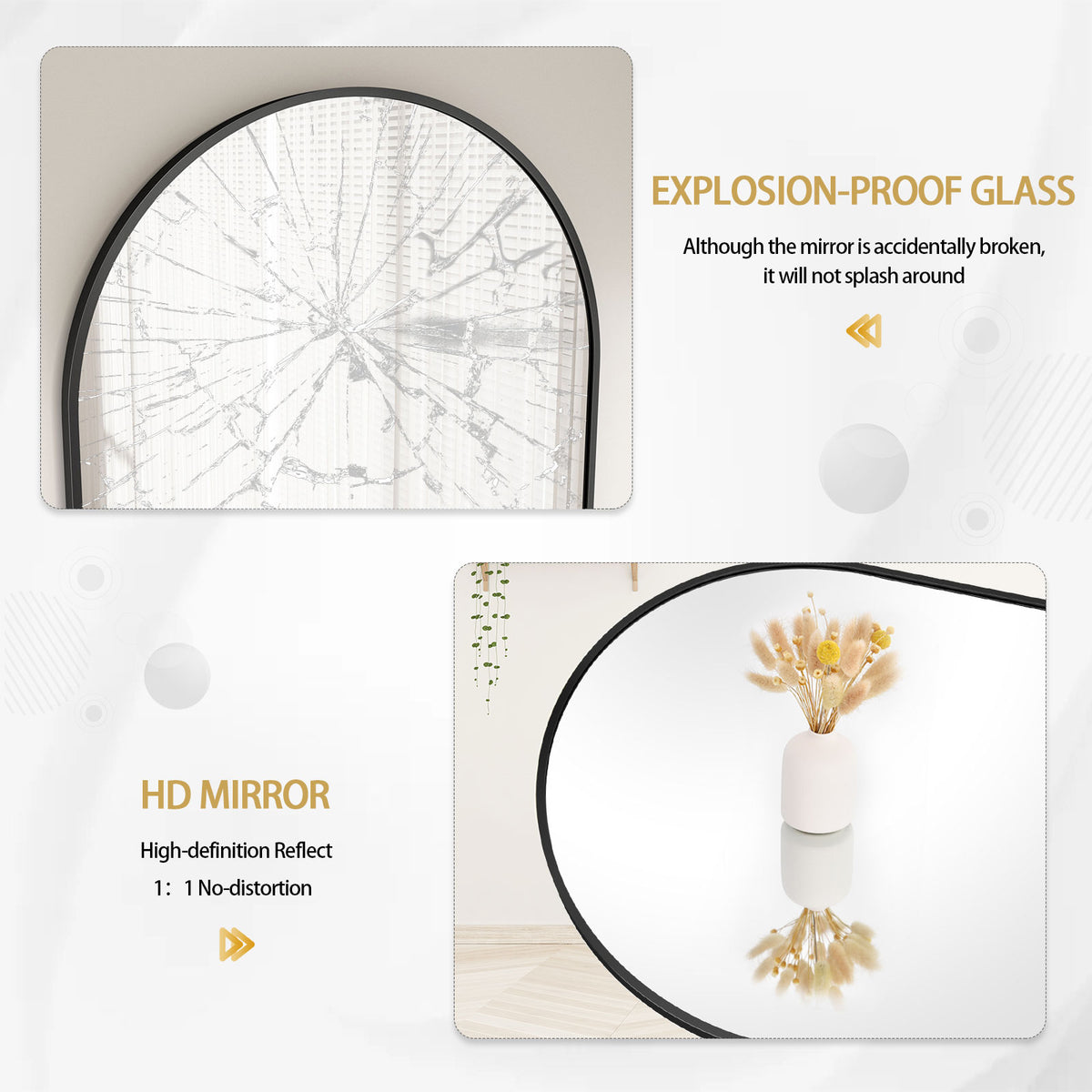 BEAUTYPEAK Arched Full Length Mirror with Aluminum Alloy Frame