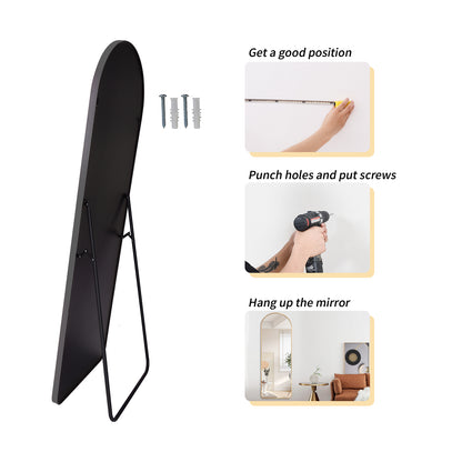 BEAUTYPEAK Arched Full Length Mirror with Aluminum Alloy Frame
