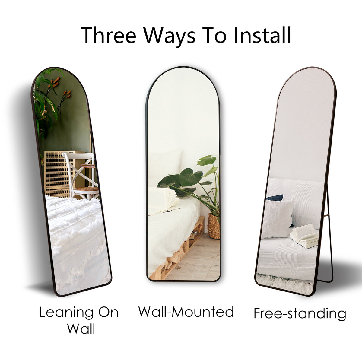 BEAUTYPEAK Arched Full Length Mirror with Aluminum Alloy Frame