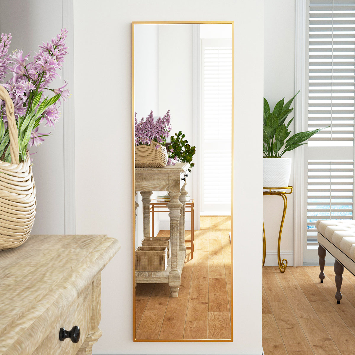 BEAUTYPEAK Full Length Rectangle Mirror Wall Mounted Mirror