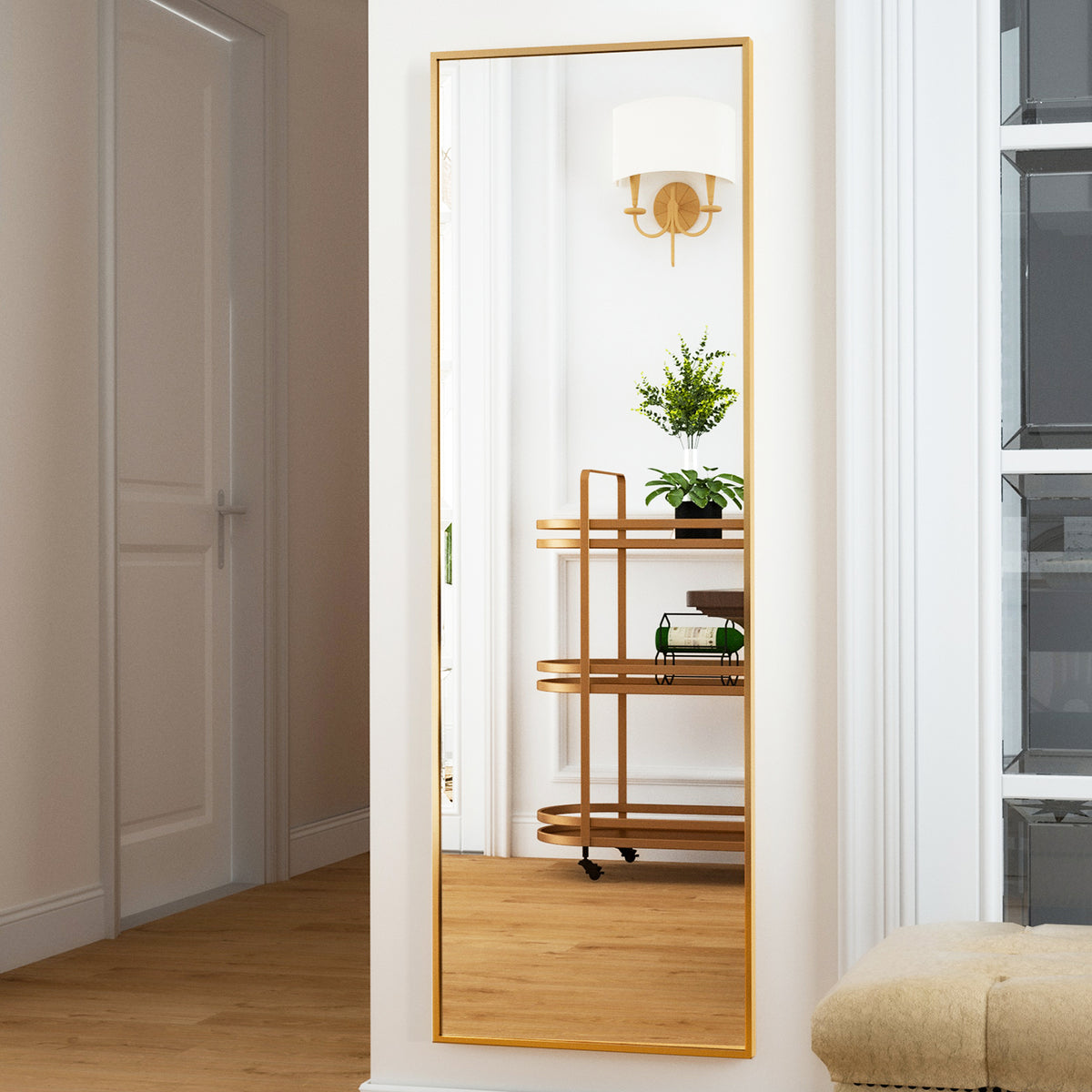 BEAUTYPEAK Full Length Rectangle Mirror Wall Mounted Mirror