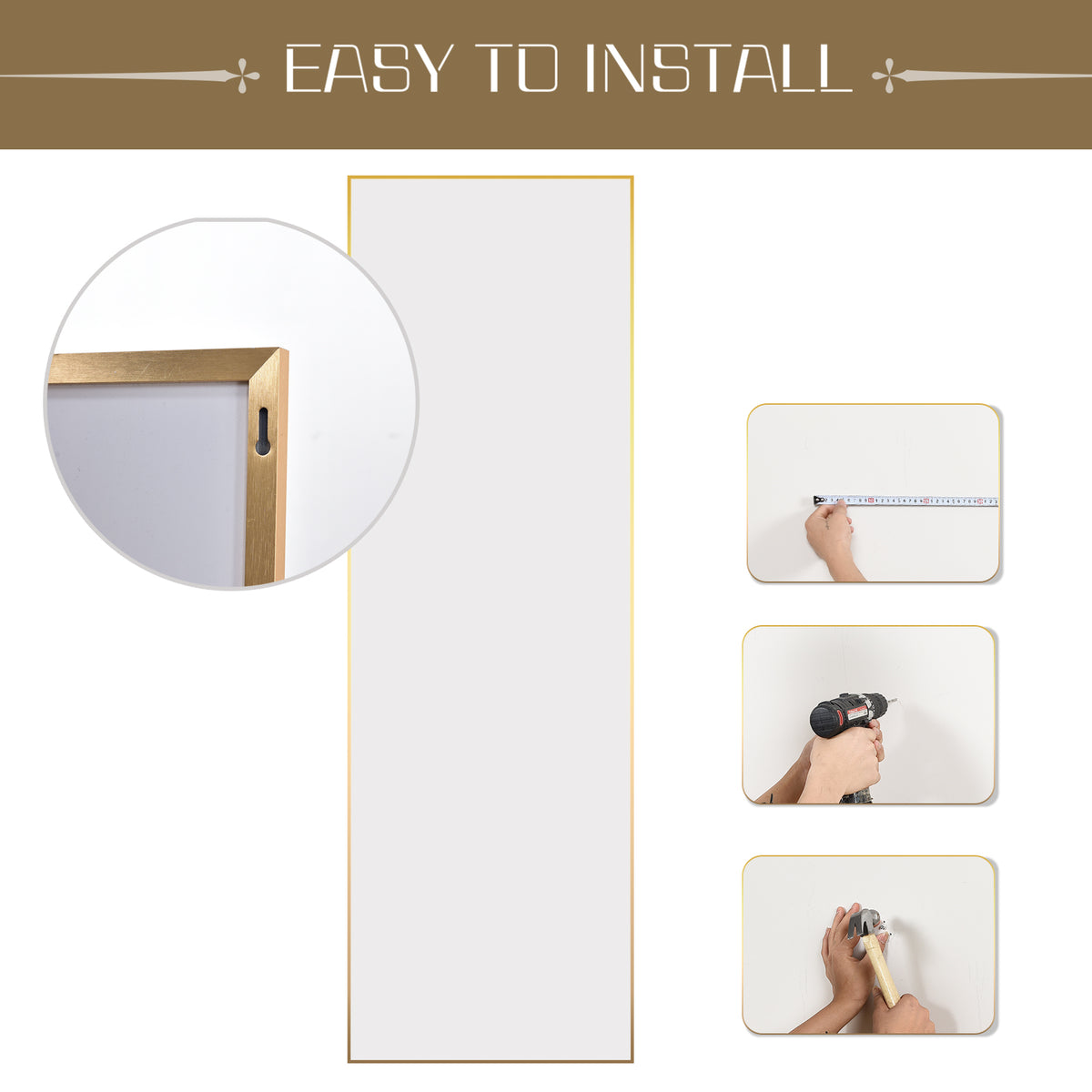 BEAUTYPEAK Full Length Rectangle Mirror Wall Mounted Mirror