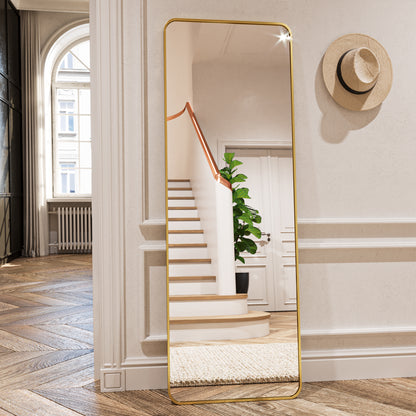 BEAUTYPEAK Full Length Rounded Floor Mirror Standing Hanging or Leaning Against Wall Dressing Room Mirror