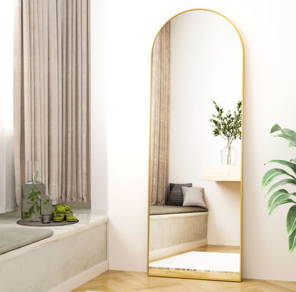 Full Length Arch Floor Mirror Wall Mirror Hanging or Leaning Arched-Top Full Body Mirror with Stand